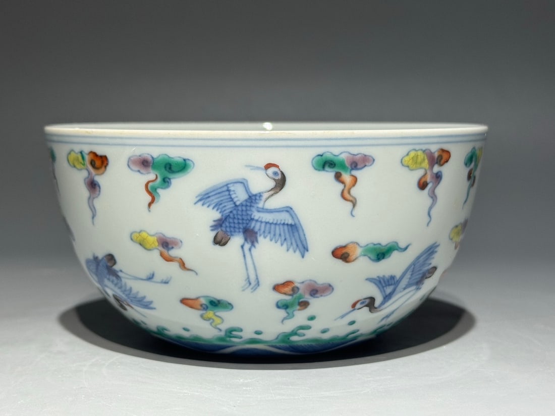 An Exquisite Doucai Crane Pattern Cup - 3