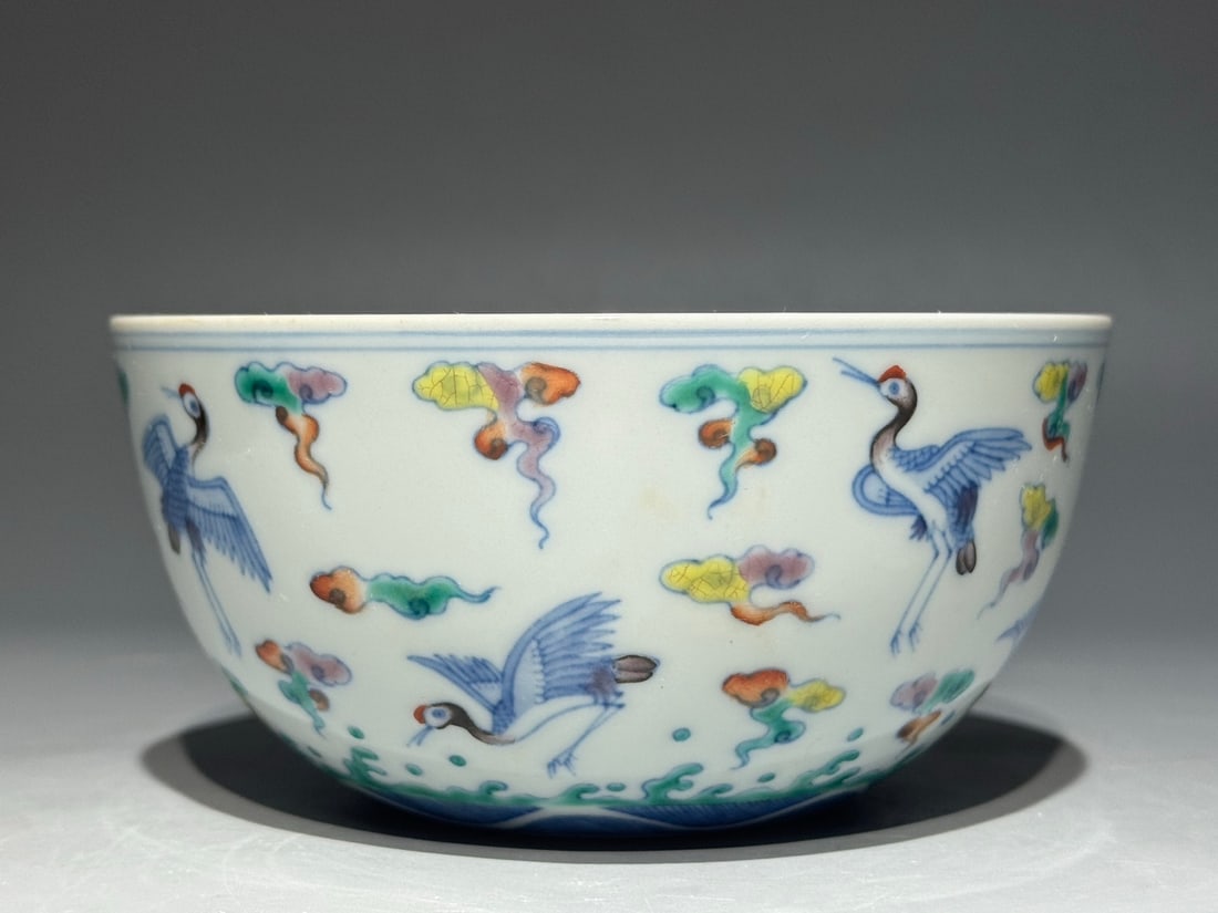 An Exquisite Doucai Crane Pattern Cup - 4
