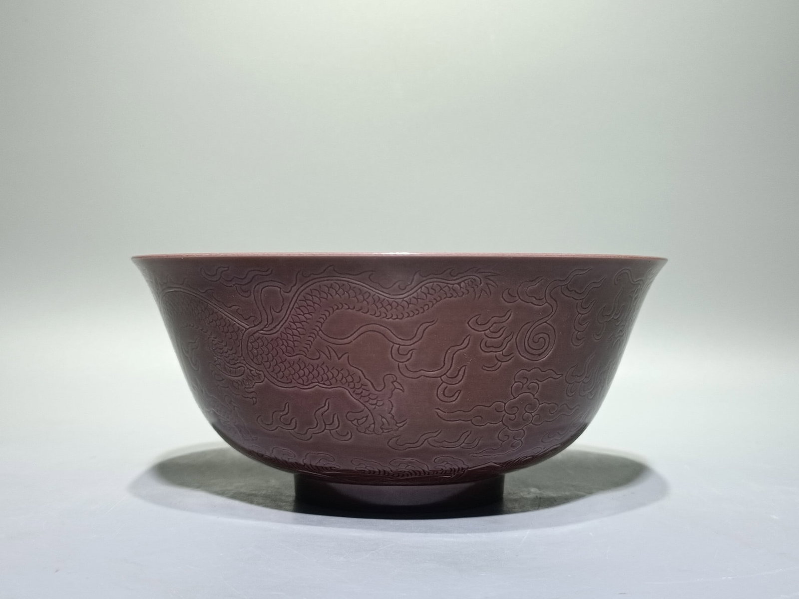 An Exquisite Purple Glazed Dragon Pattern Bowl - 5