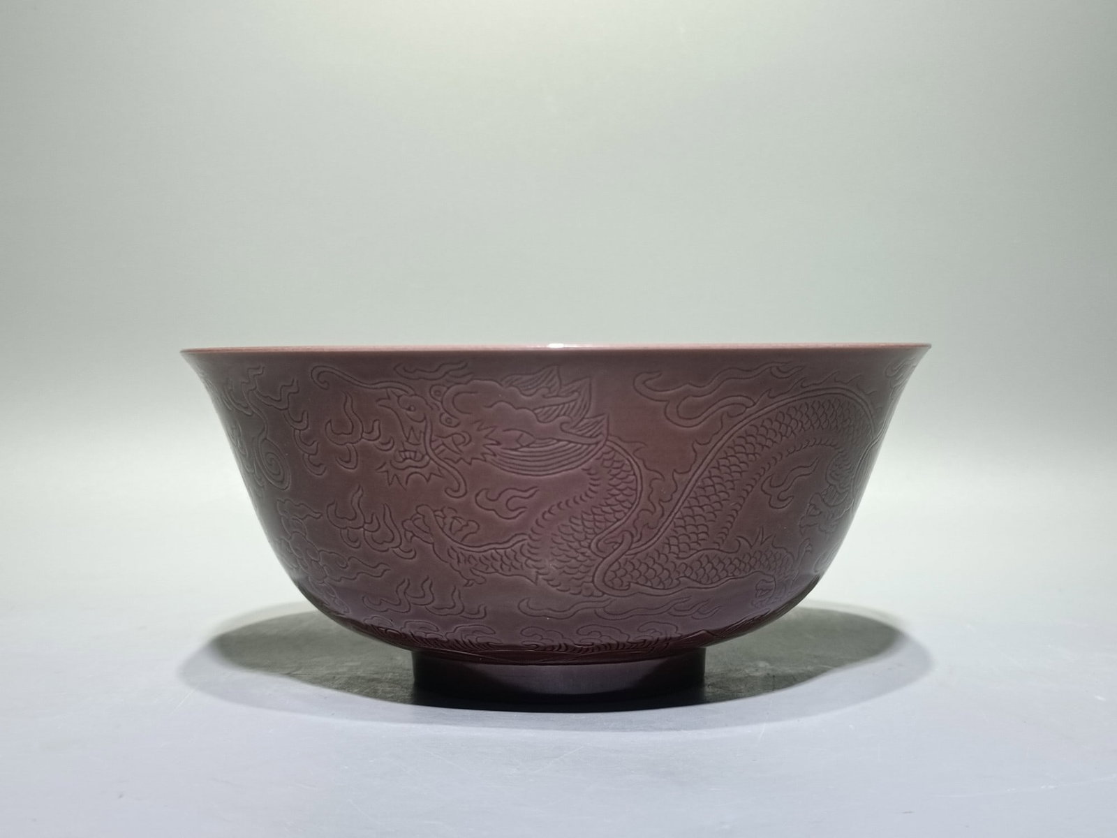 An Exquisite Purple Glazed Dragon Pattern Bowl - 7