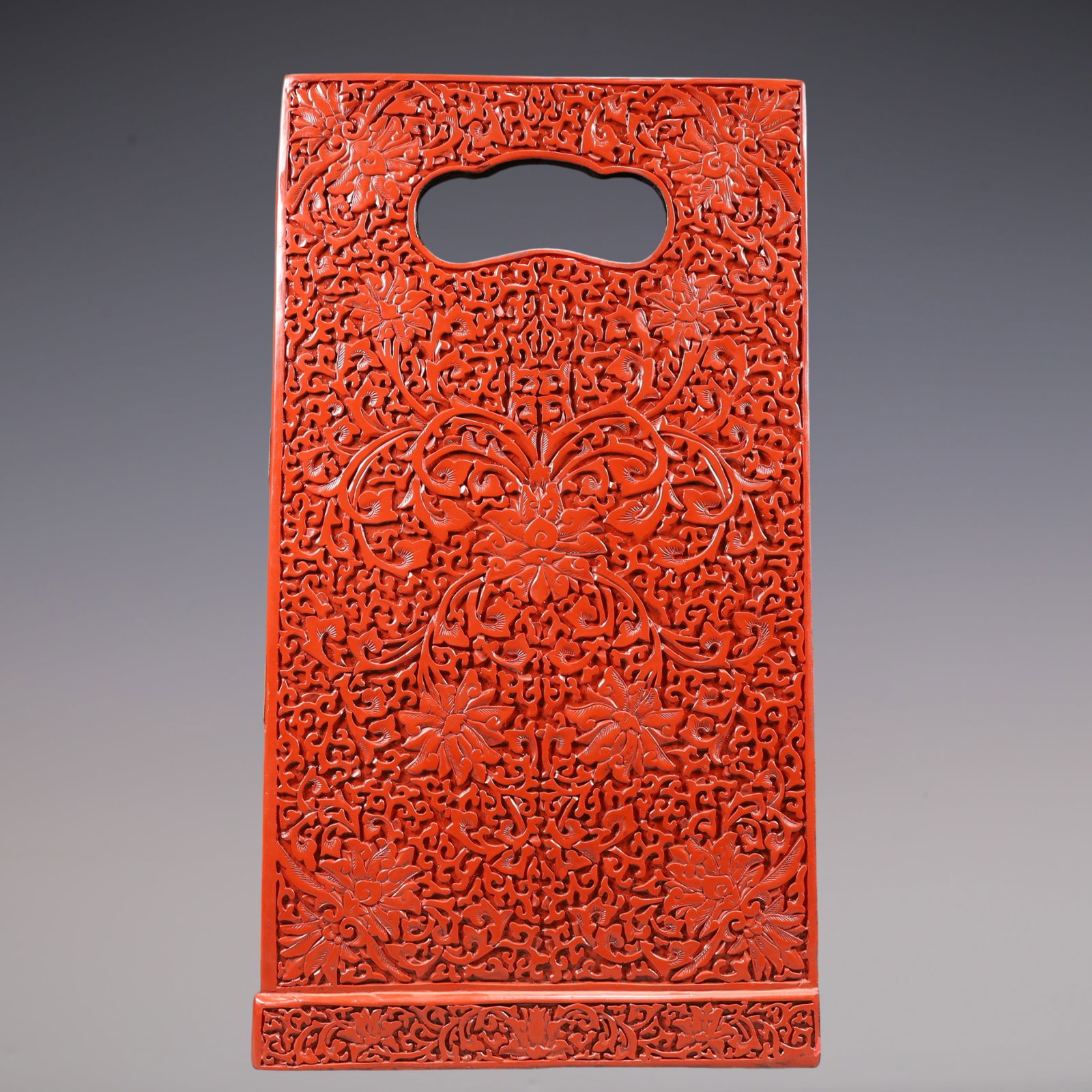 A Exquisite Carved Red Lacquer Flower and Fruit Pattern Landscape Pattern Box - 6