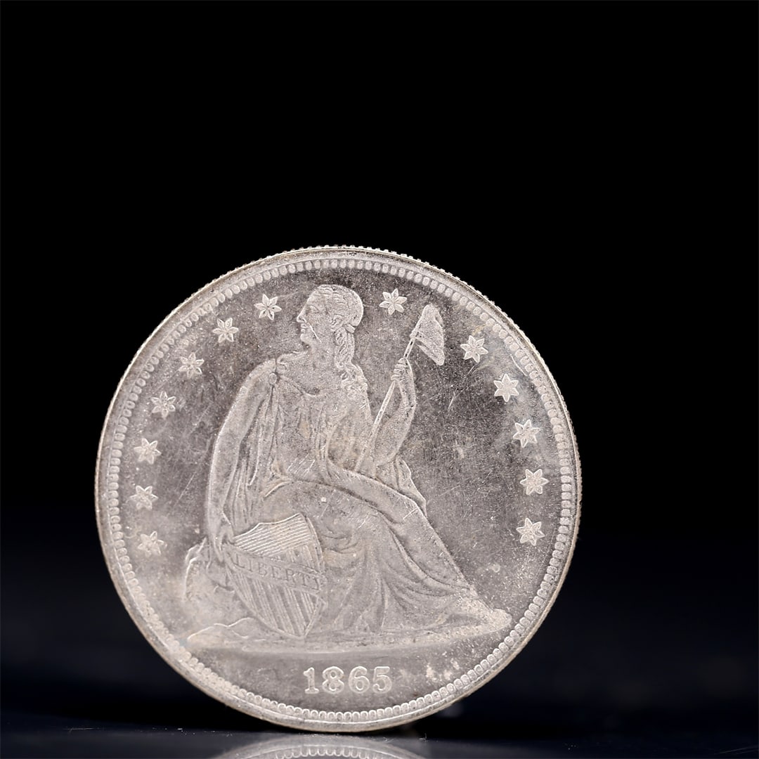 USA One Dollar 1865 Coin: American coin. IN GOD WE TRUST / LIBERTY / 1865 / UNITED STATES OF AMERICA / ONE DOL. Weight:26.9g.