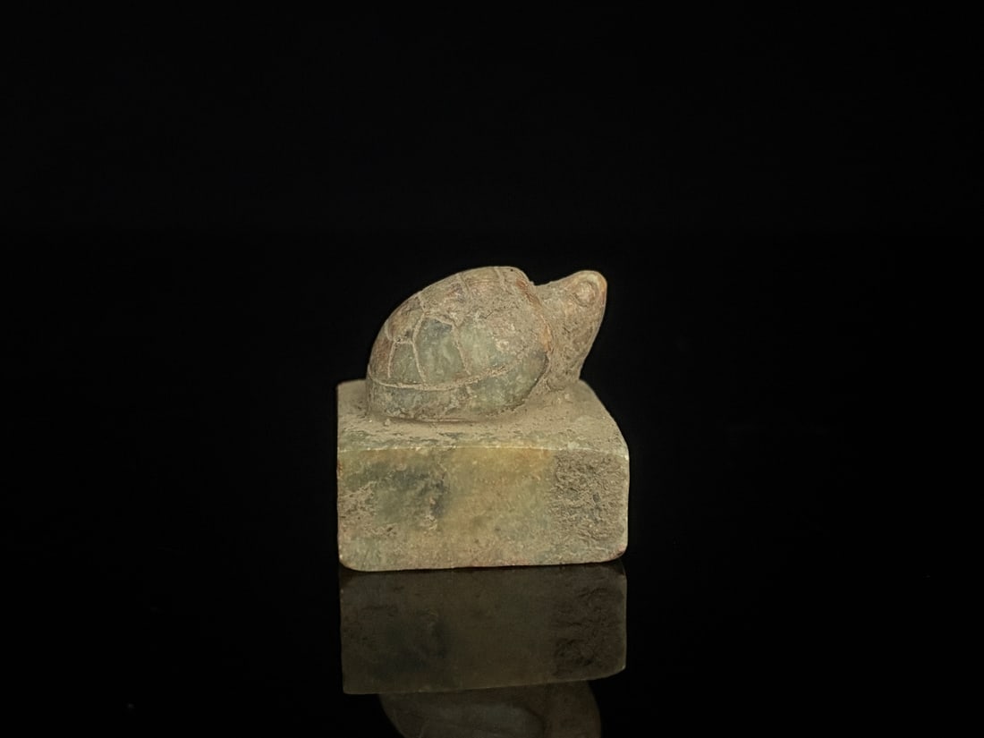 An Exquisite White Jade Turtle Seal - 3
