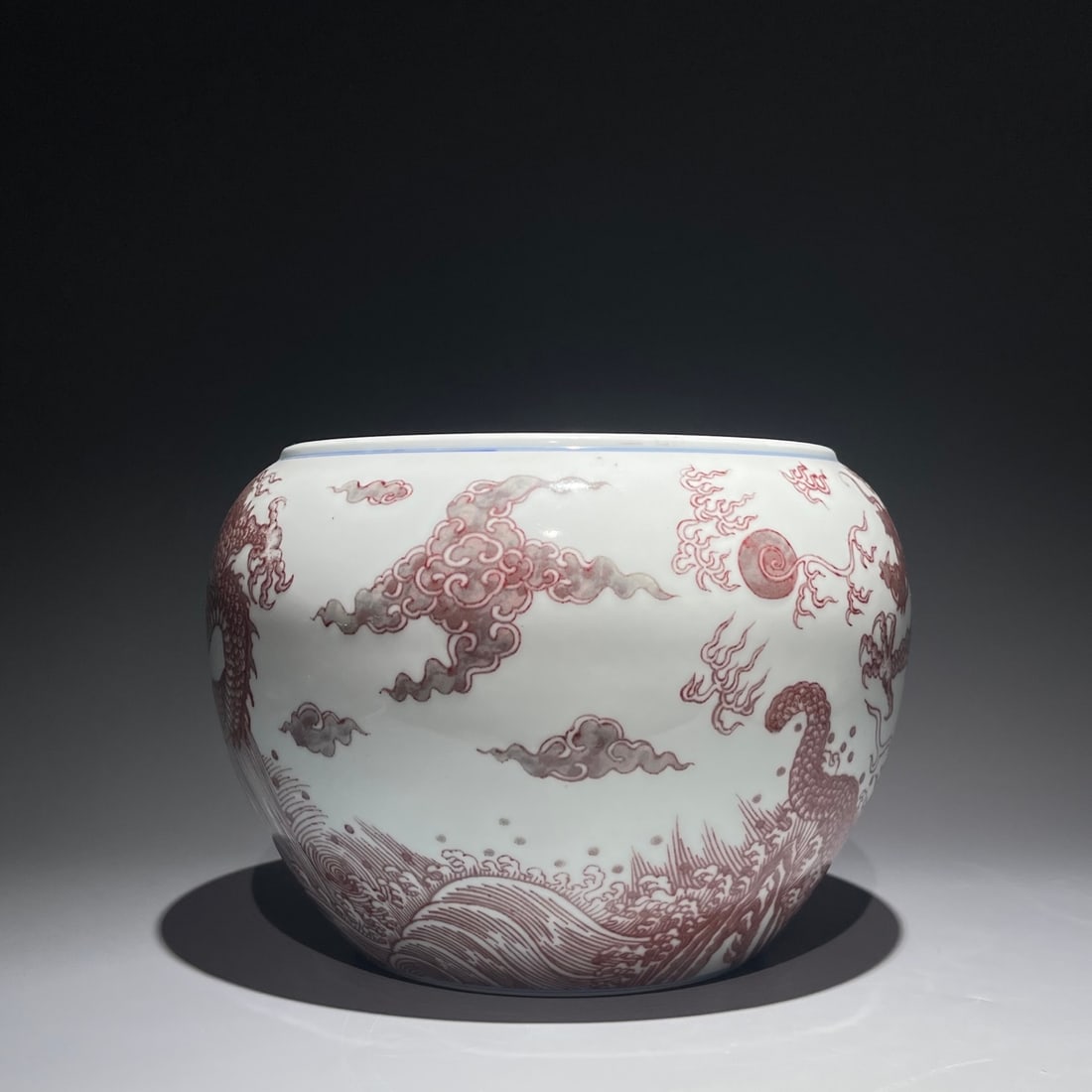 A Exquisite Underglaze-Red Dragon Pattern Vat - 2