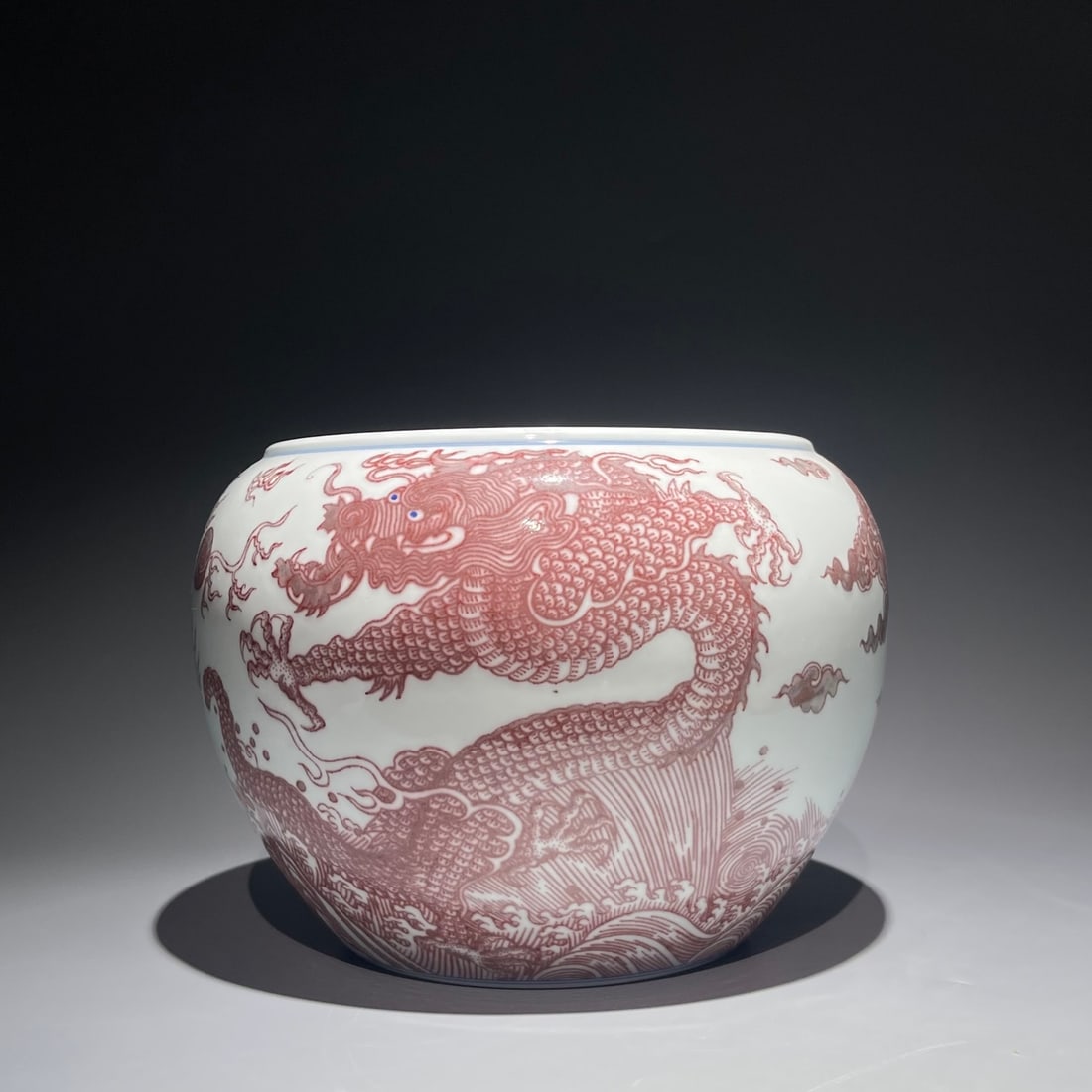 A Exquisite Underglaze-Red Dragon Pattern Vat - 3