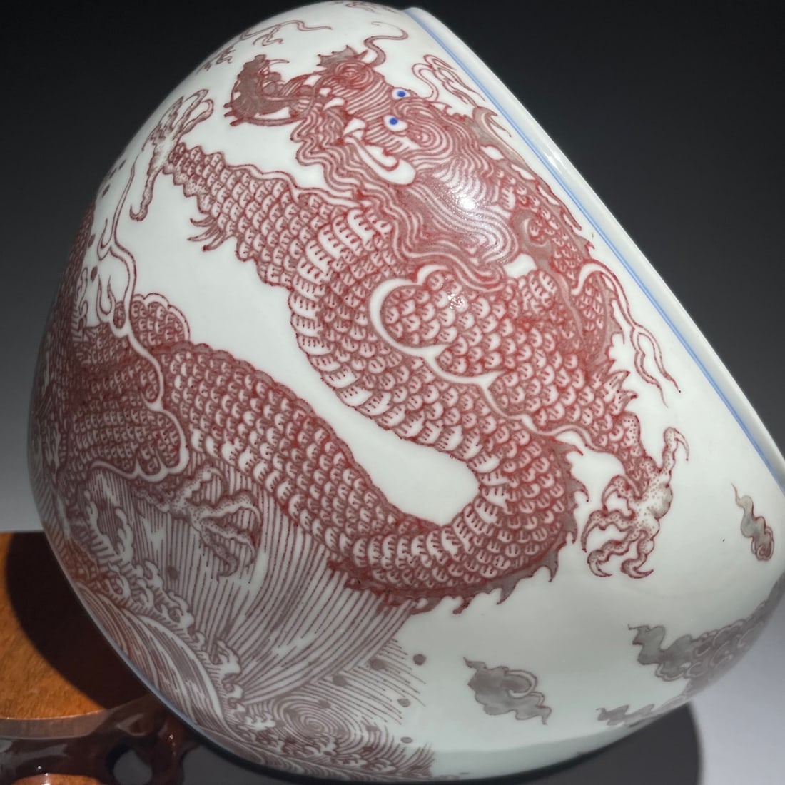 A Exquisite Underglaze-Red Dragon Pattern Vat - 5