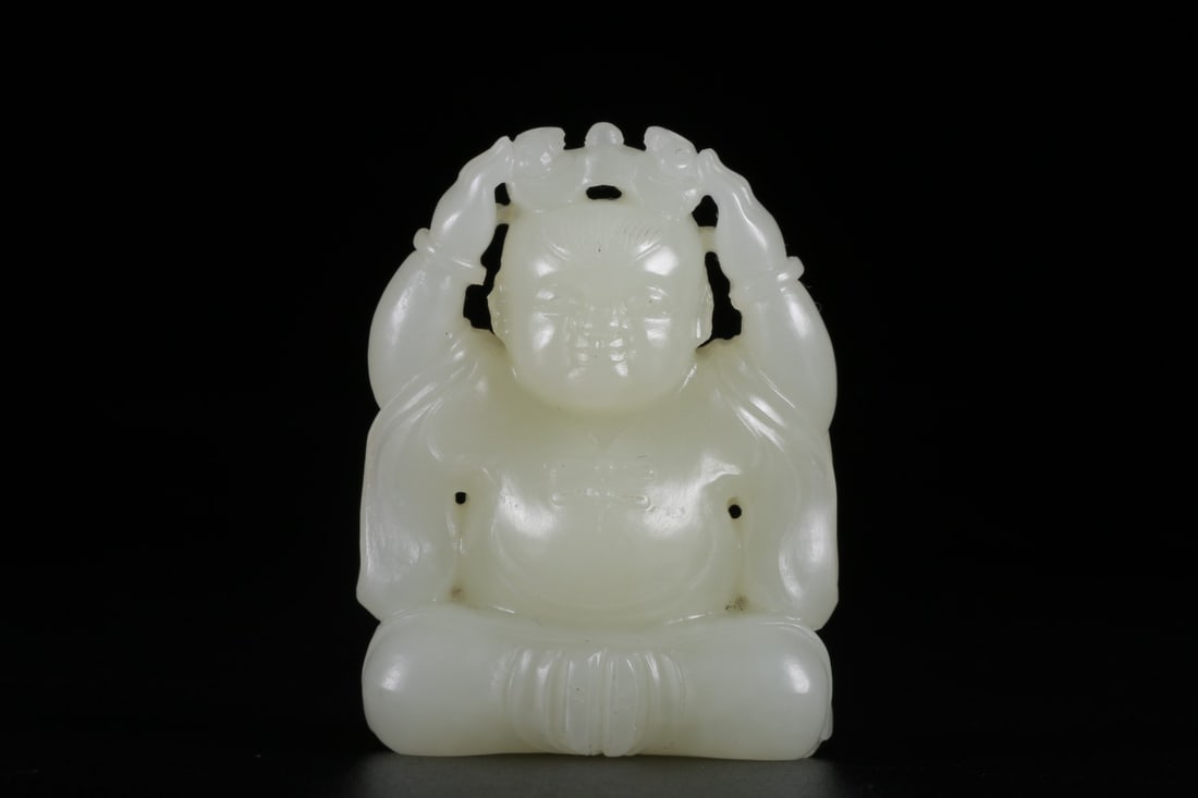 A Exquisite Hotan White Jade Human Figure Handheld Carving (1 of 8)