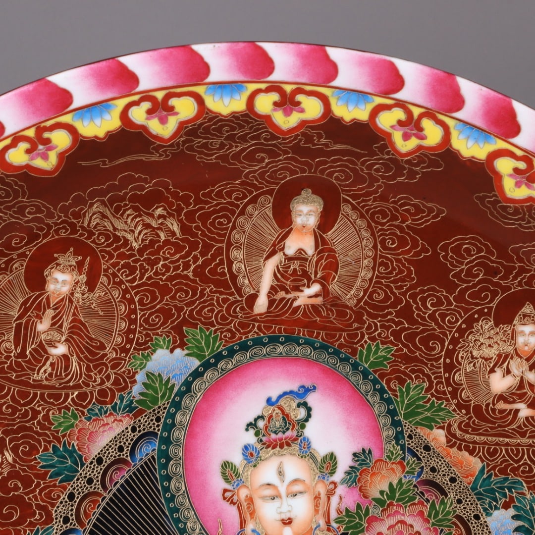 A Exquisite Enamel Cloisonne Buddha Pattern Plate - 2