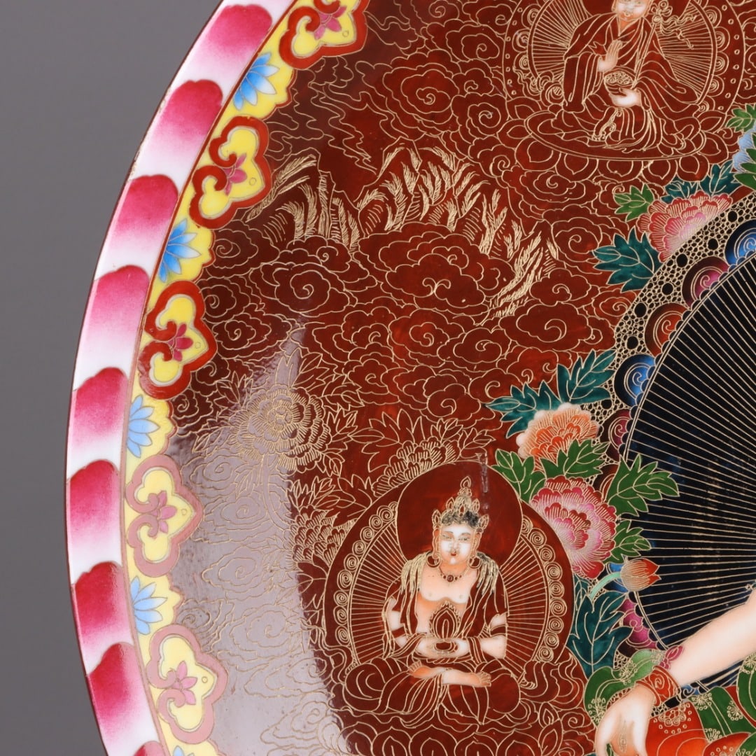 A Exquisite Enamel Cloisonne Buddha Pattern Plate - 3