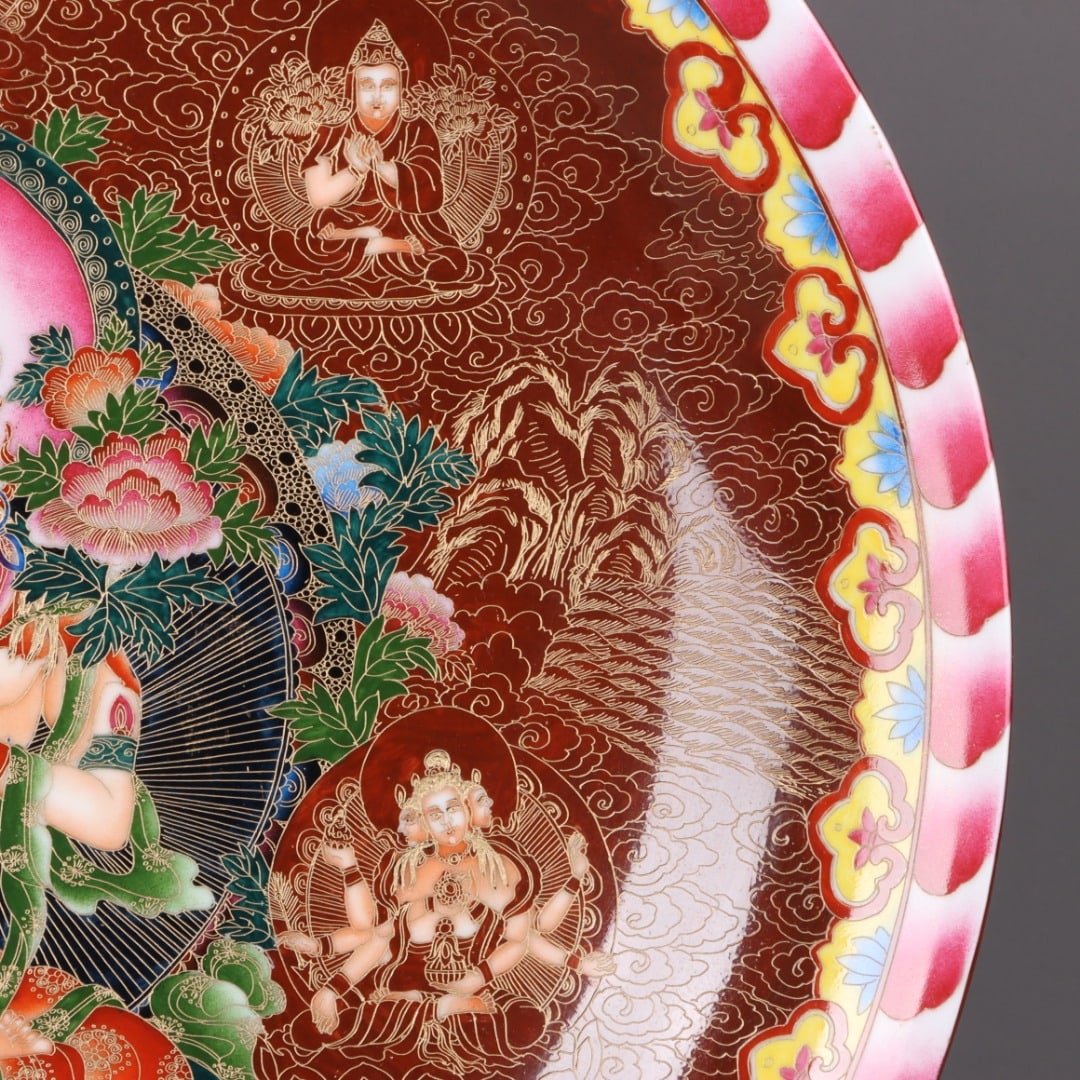 A Exquisite Enamel Cloisonne Buddha Pattern Plate - 4