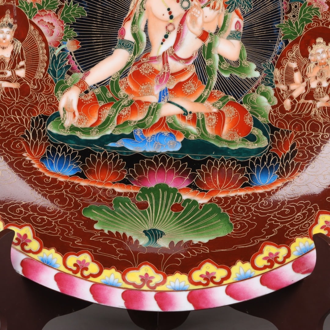 A Exquisite Enamel Cloisonne Buddha Pattern Plate - 5
