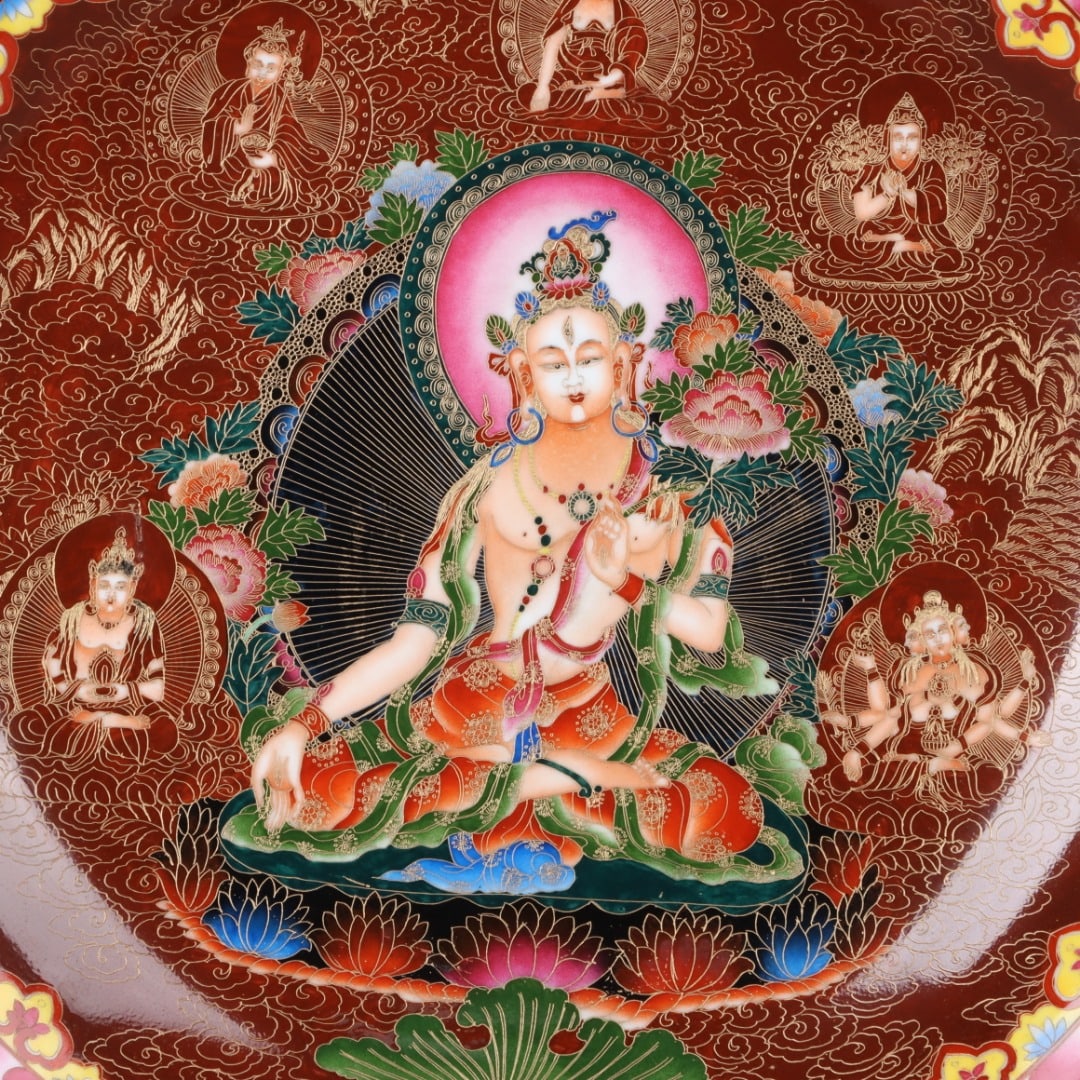 A Exquisite Enamel Cloisonne Buddha Pattern Plate - 6