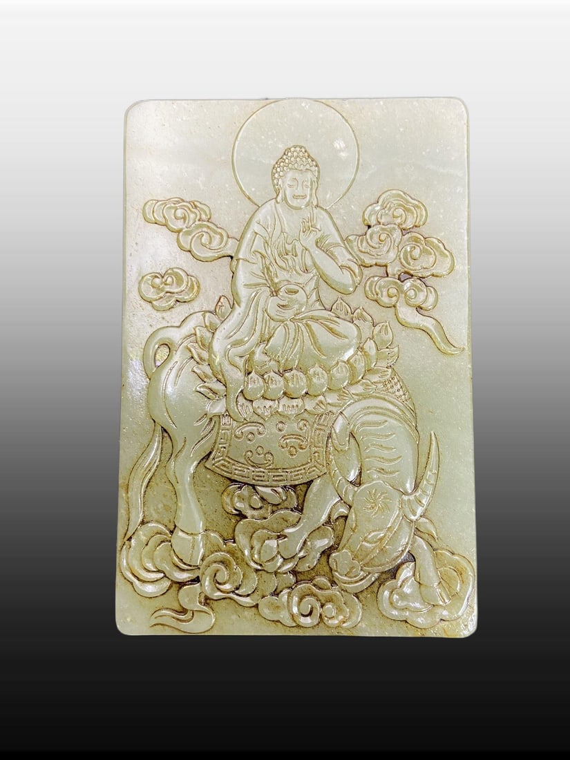 A Exquisite Hotan Jade Buddha statue Table Screen, with Scripture (1 of 7)