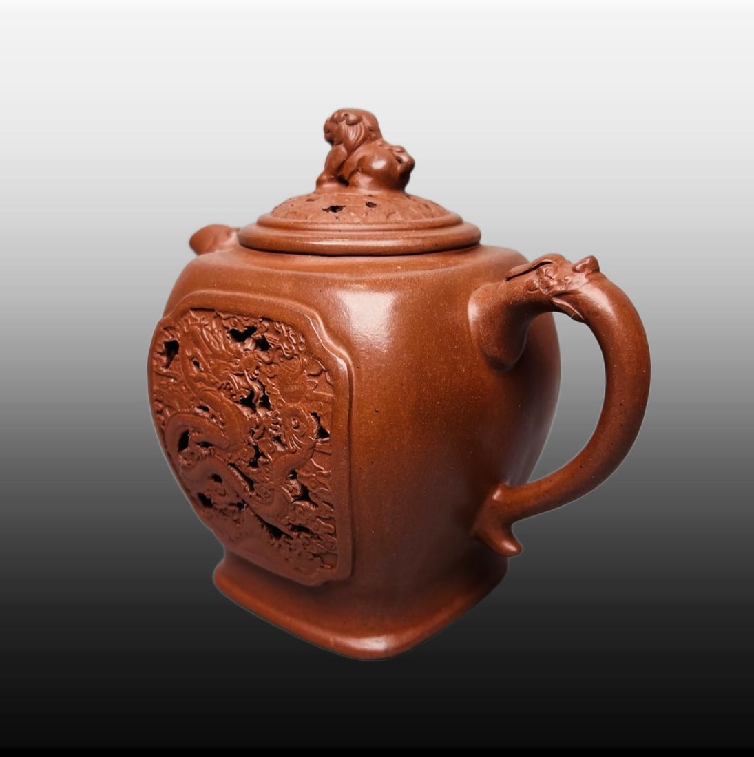 A Exquisite Purple Sands Dragon Pattern Teapot - 4