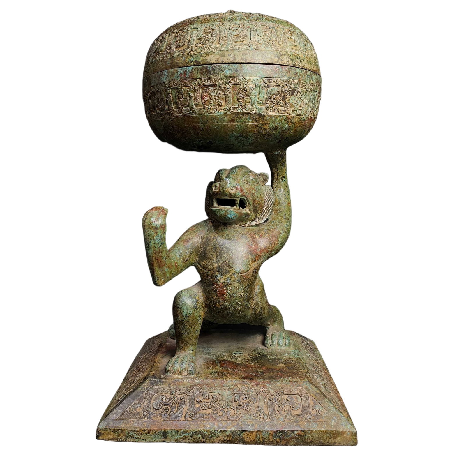 A Exquisite Bronze Bear Feet Jar: A Exquisite Bronze Bear Feet Jar,Ancient Time, China,Size:20.9inx11.8in ,Weight:12000g 青铜熊足罐,远古时期