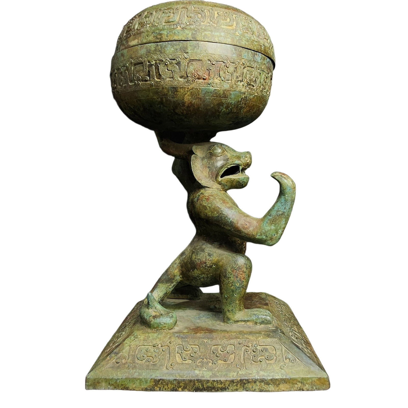 A Exquisite Bronze Bear Feet Jar - 3