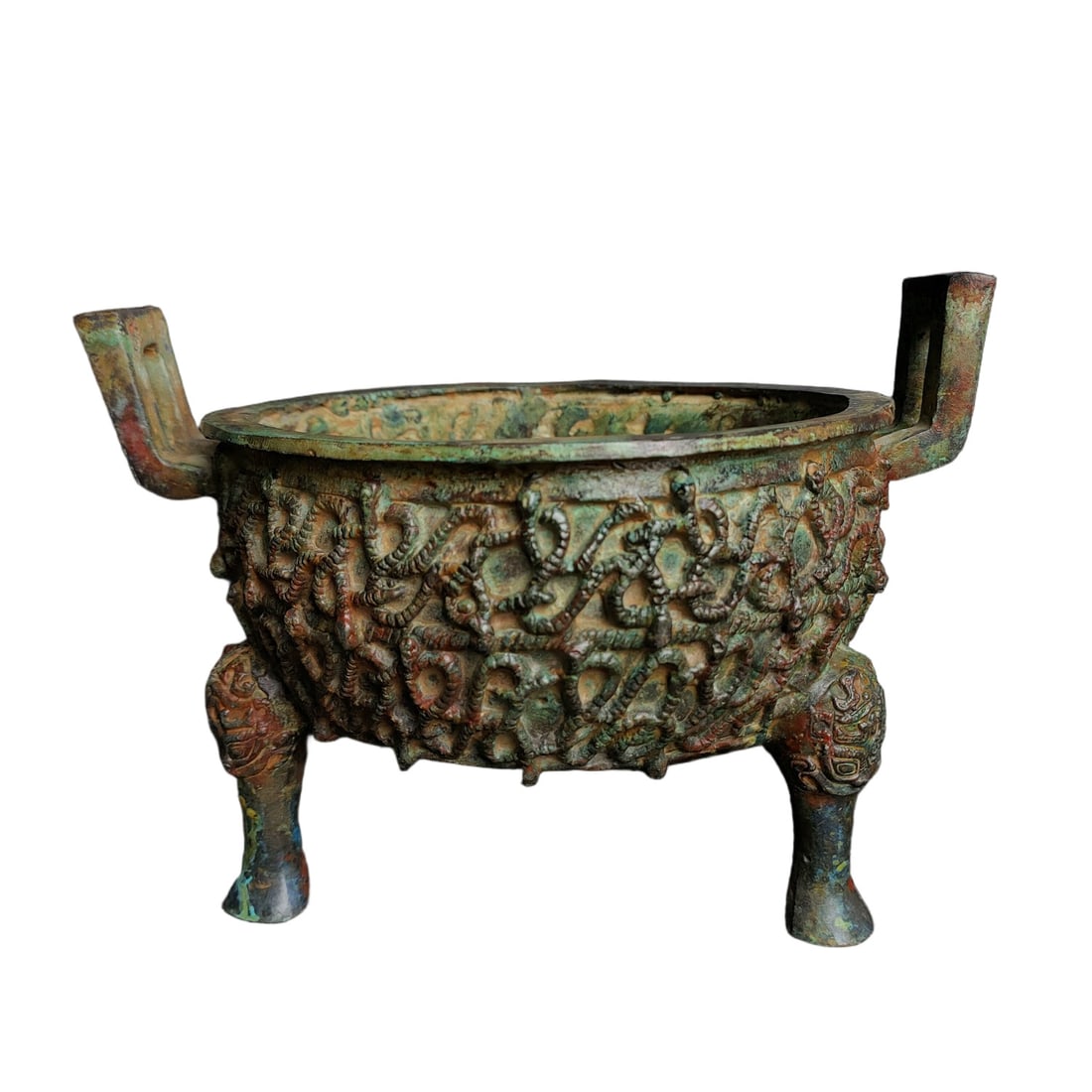 A Exquisite Bronze Dragon Pattern Tripod Ding (1 of 9)