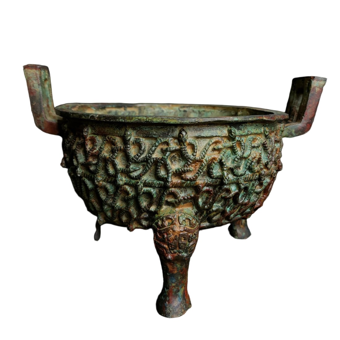 A Exquisite Bronze Dragon Pattern Tripod Ding - 3