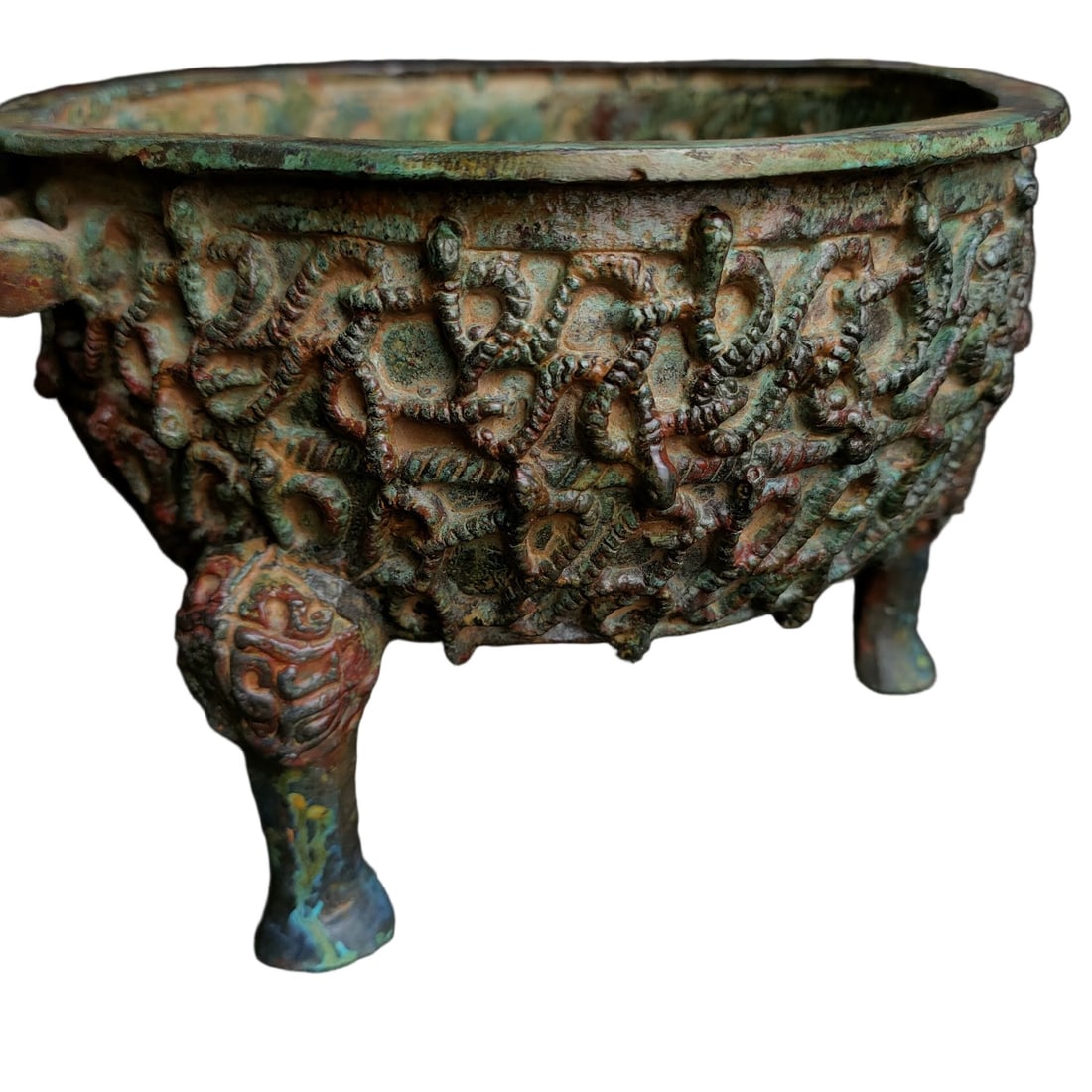 A Exquisite Bronze Dragon Pattern Tripod Ding - 8