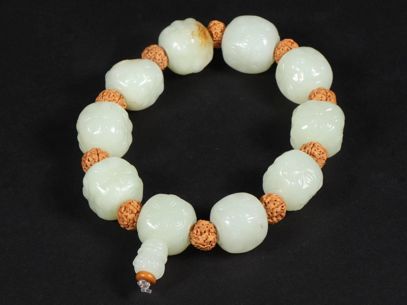 A Exquisite Hotan Jade Eight Treasures Flower Pattern Bracelets - 9