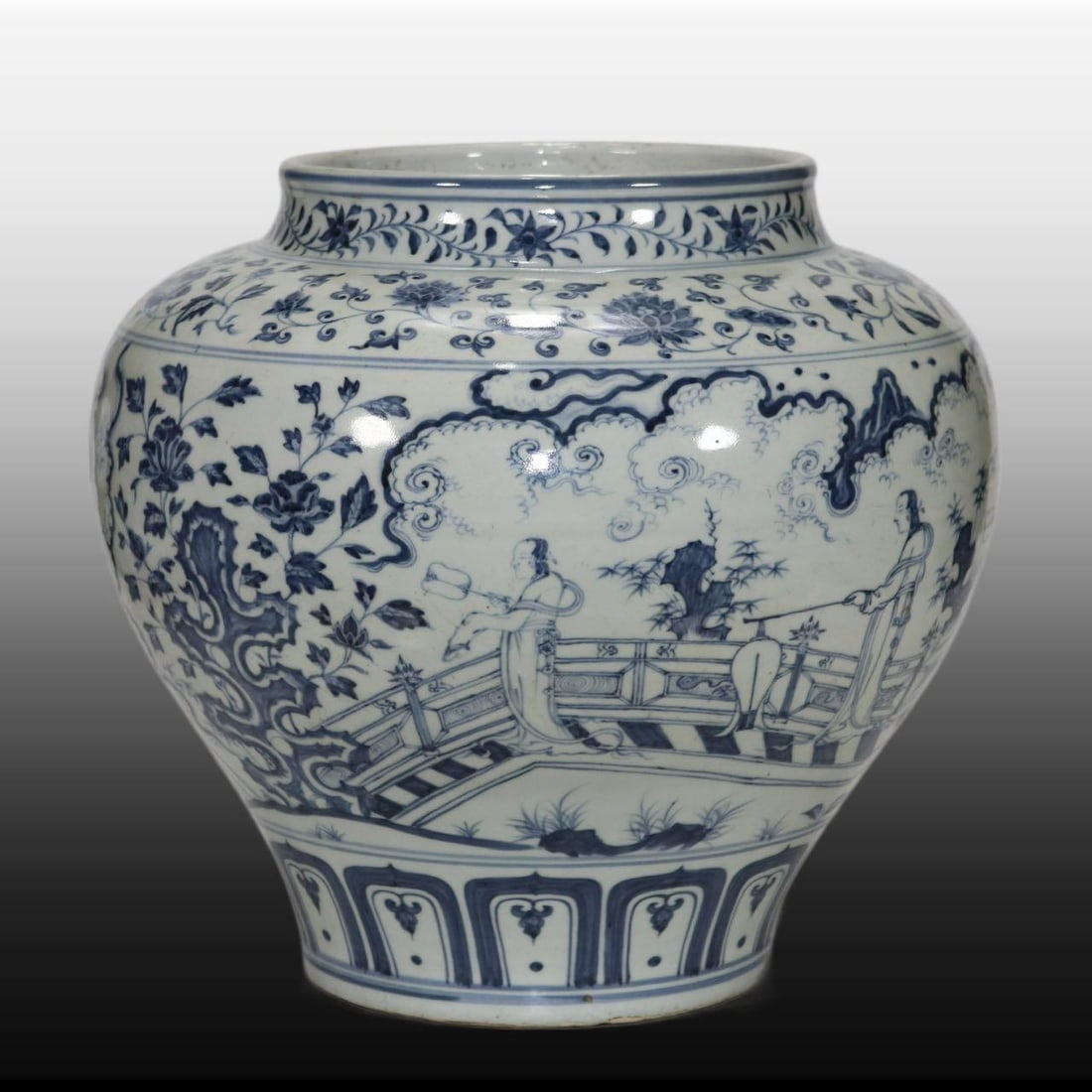 A Exquisite Blue and White Character and Story Pattern Jar (1 of 9)