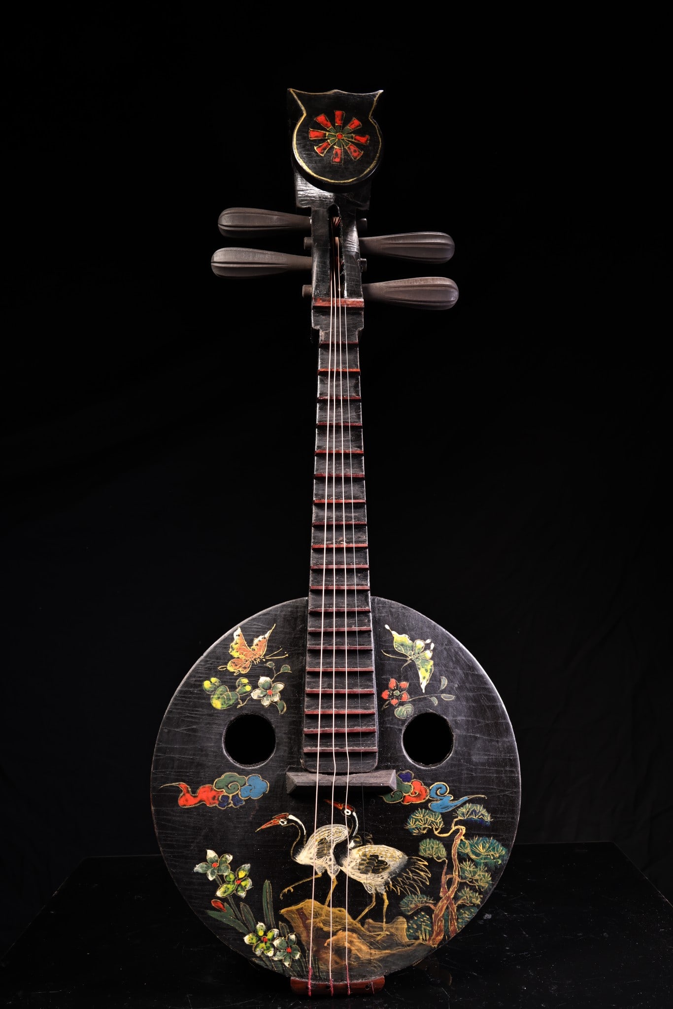 A Exquisite Wooden Painted Gold Flower and Bird Pattern Musical Instrument (1 of 12)