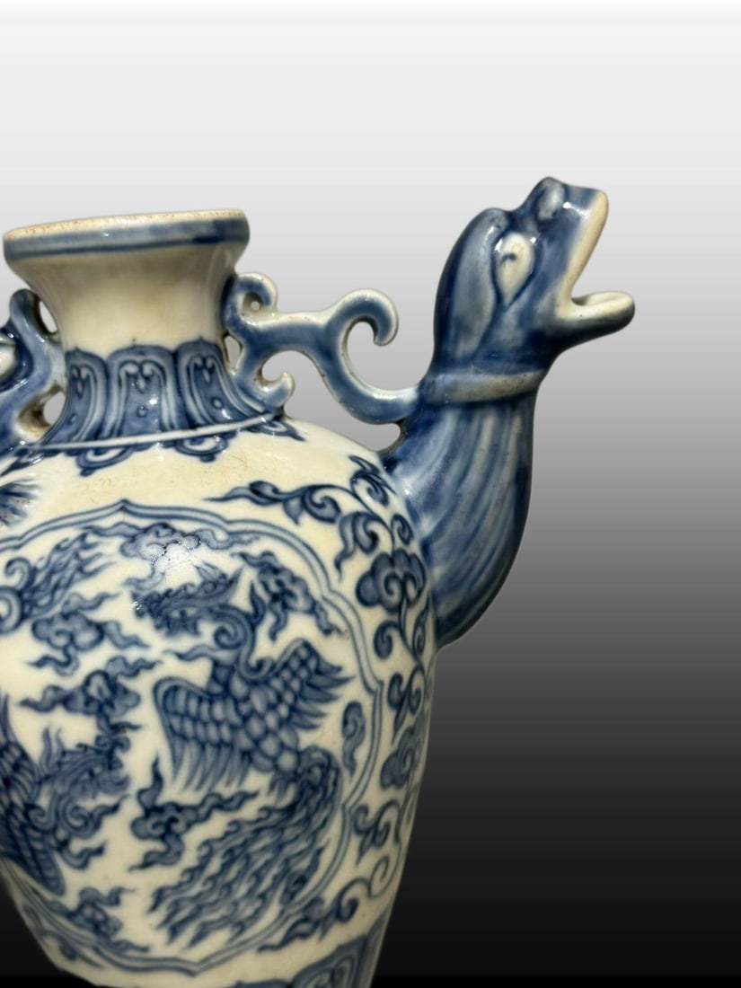 A Exquisite Blue and White Phoenix Pattern Ewer - 4