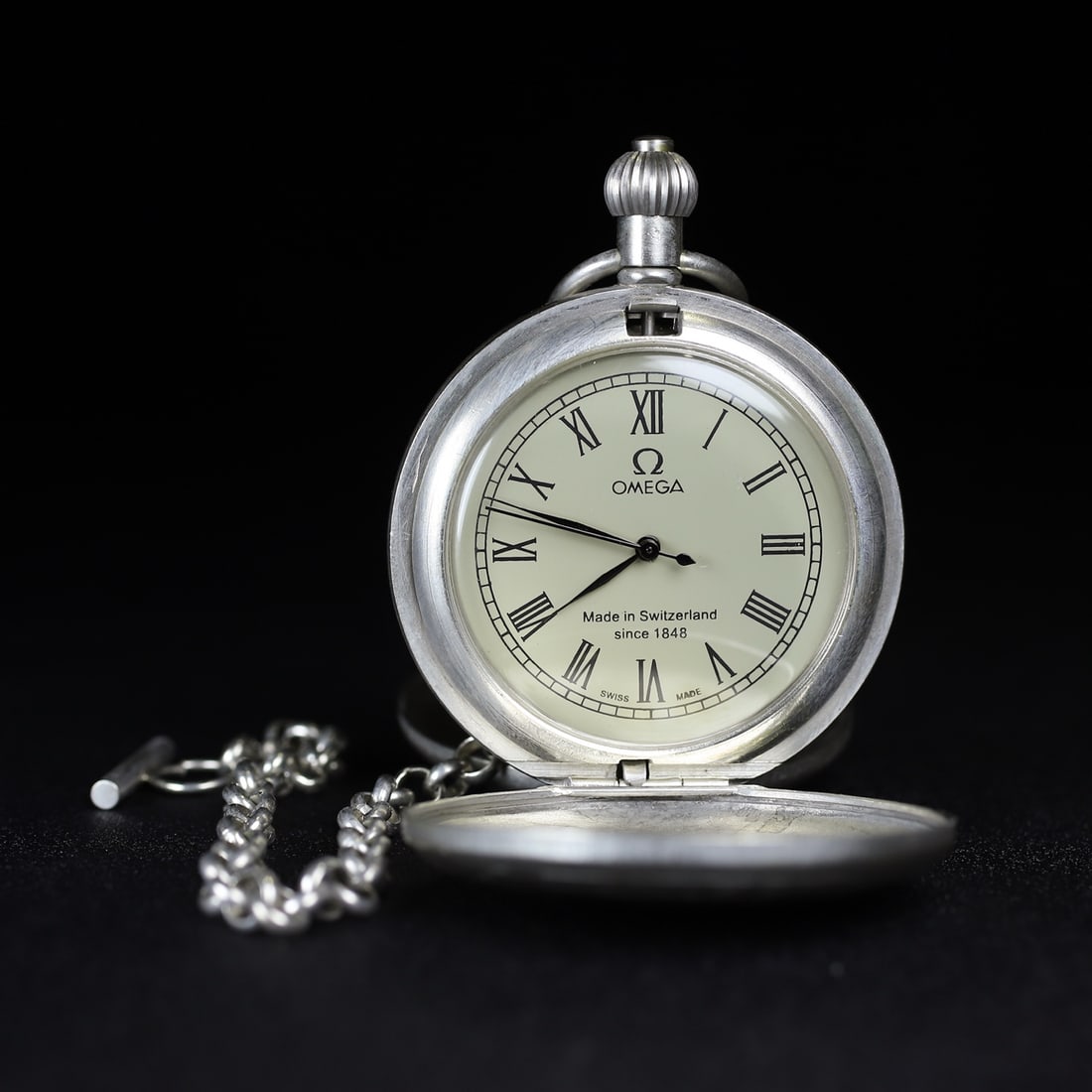 A Exquisite Silver-Gilt Bronze Train Pattern Double Opening Pocket Watch - 2