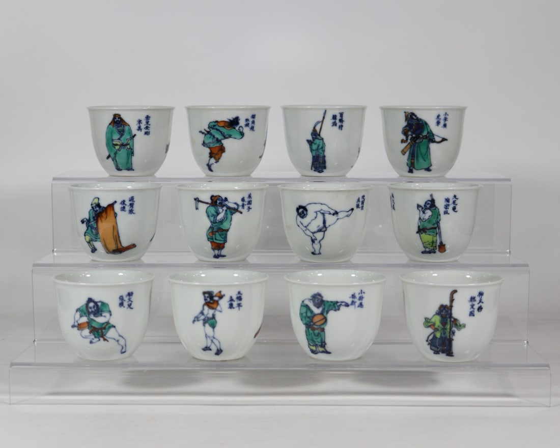 A Set of Exquisite Doucai Figures Pattern Cup - 5