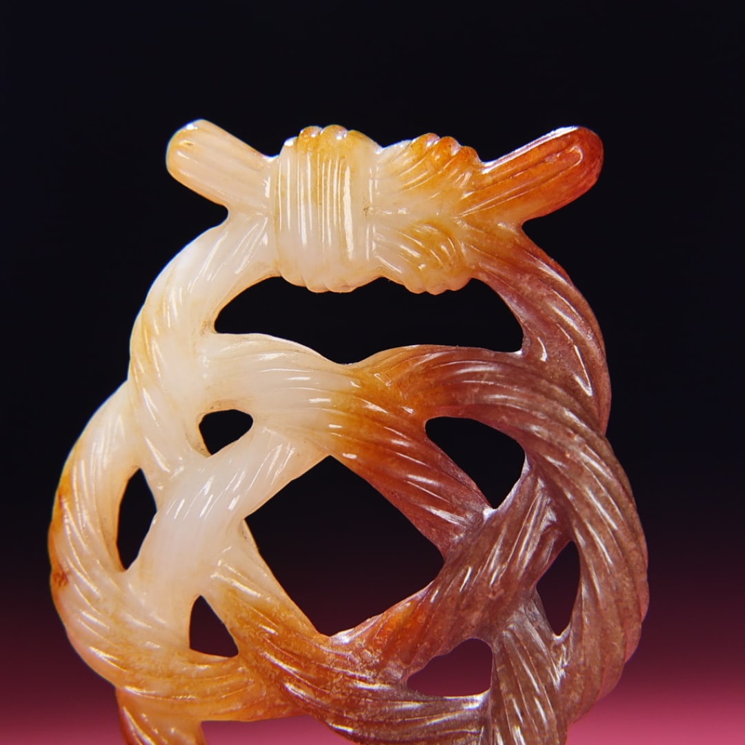 A Exquisite Hotan White Jade String Pattern Jade Pendant - 6