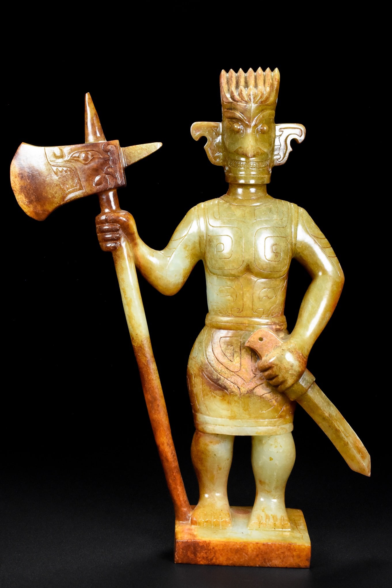 A Exquisite Hotan Jade Figures Ornament: A Exquisite Hotan Jade Figures Ornament,Han Dynasty, China,Size:7.5inx2.4inx10.2in ,Weight:1257g 和田玉人摆件,中国汉代