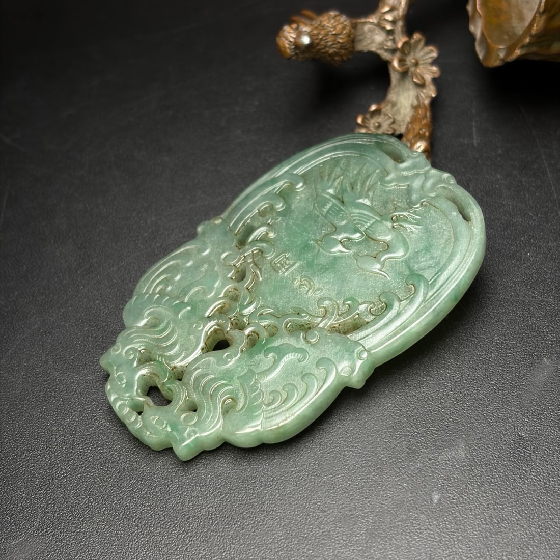 A Exquisite Jadeite Bird Pattern Pendant - 4