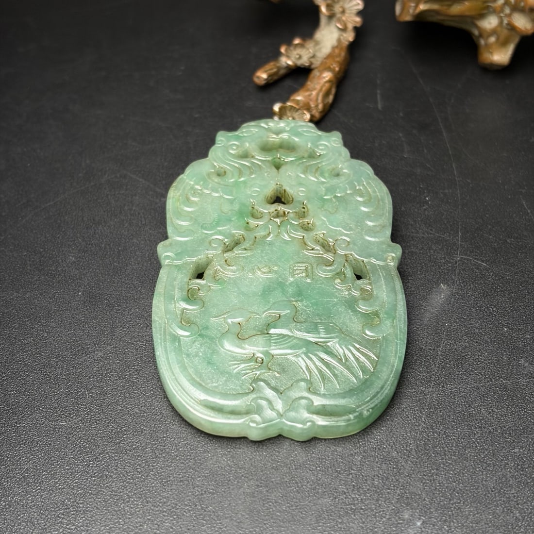 A Exquisite Jadeite Bird Pattern Pendant - 6