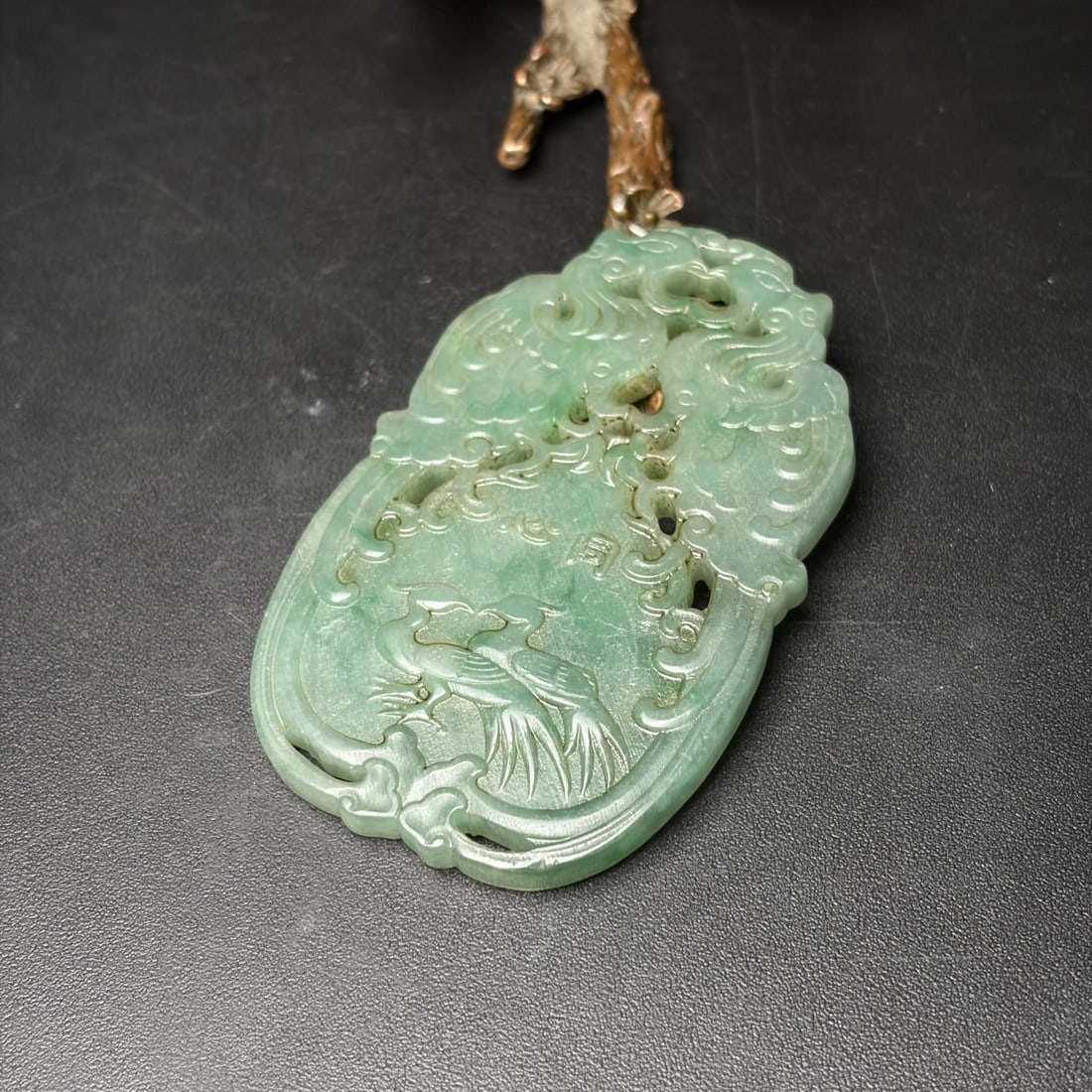 A Exquisite Jadeite Bird Pattern Pendant - 7