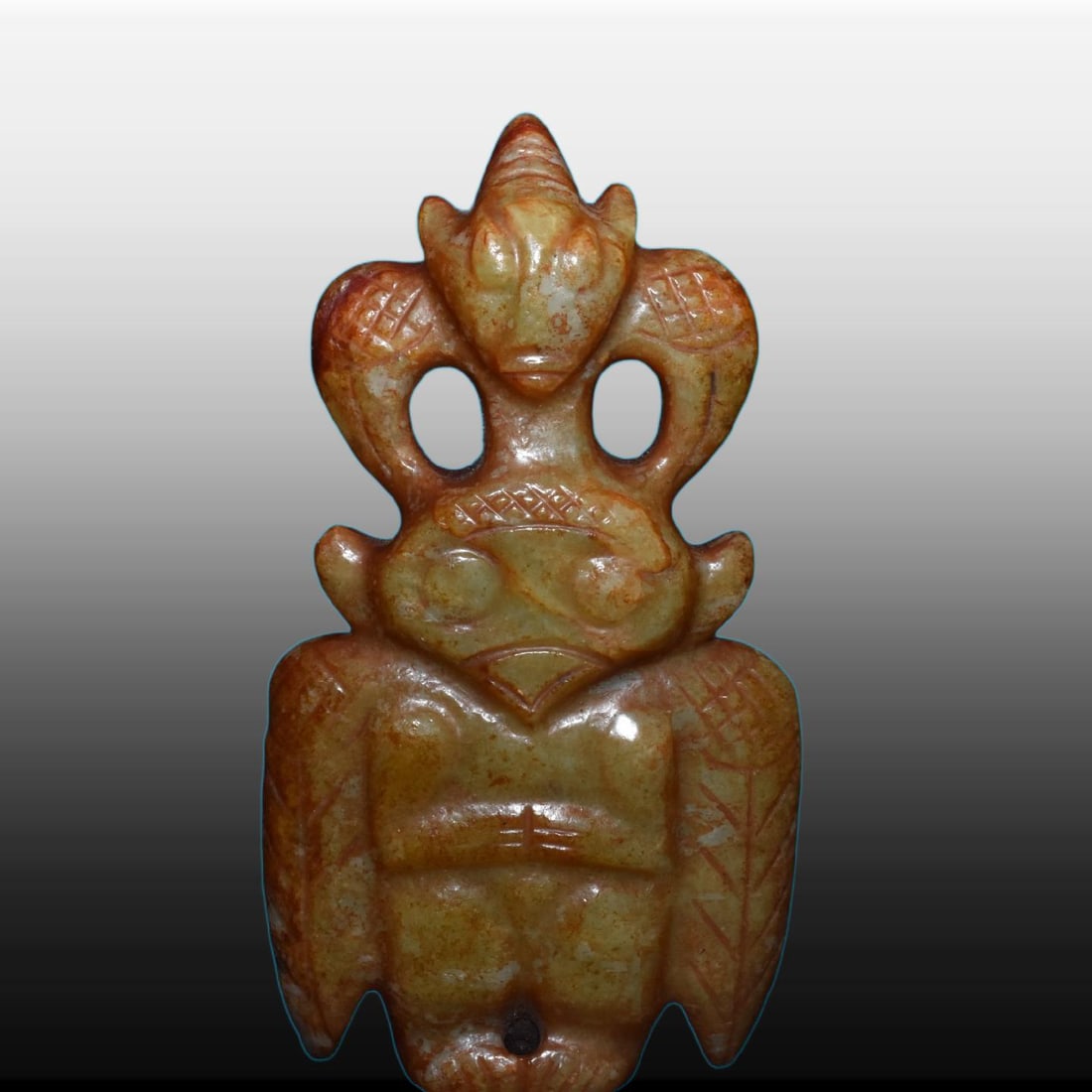 A Exquisite River Polished Jade Figure Ornament: A Exquisite River Polished Jade Figure Ornament,Ancient Time, China,Size:7.5inx4.3in,Weight:940g 河磨玉人形摆件,远古时期
