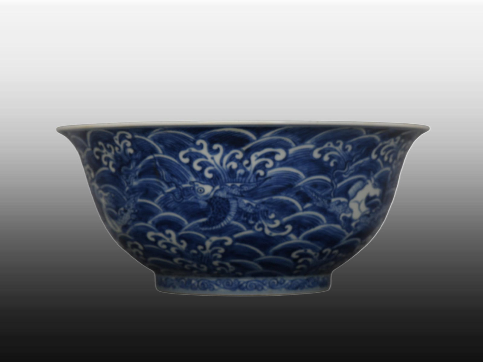 A Exquisite Blue and White Auspicious Beast Pattern Bowl: A Exquisite Blue and White Auspicious Beast Pattern Bowl,Ming Dynasty, China,Xuande Six-character Mark,Size:5inx11inx5.1in 青花瑞兽纹碗,中国明