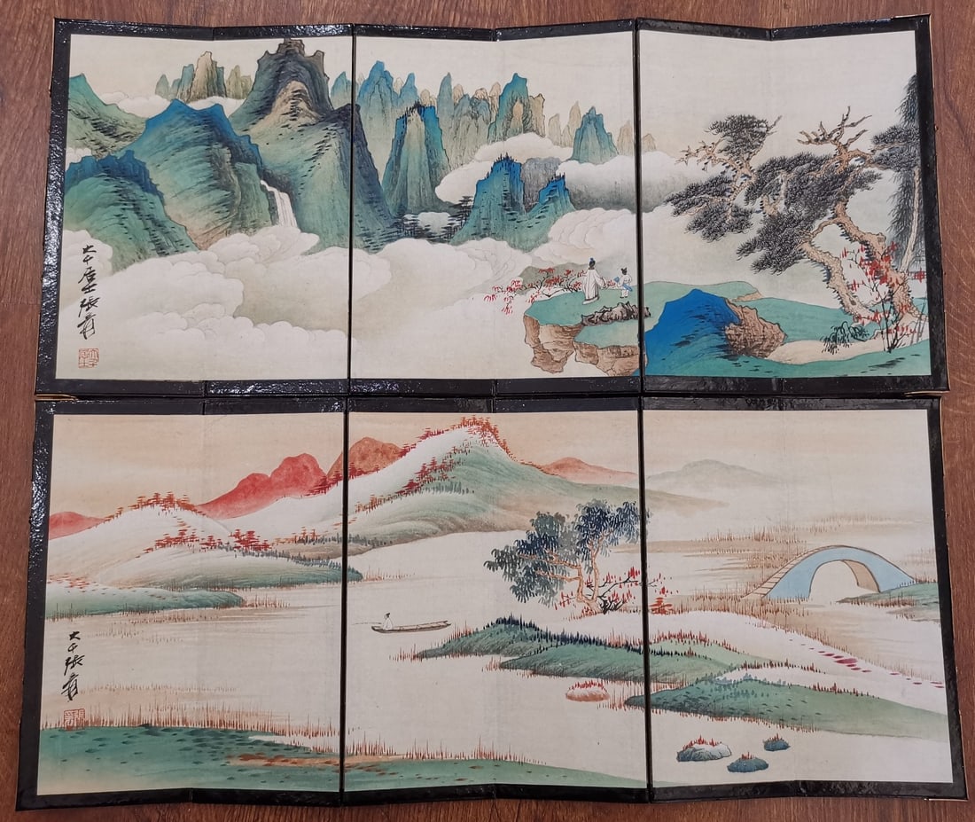 A Set of Chinese Hand Scroll Ink Paintings of Landscape and Figures on Paper (1 of 8)