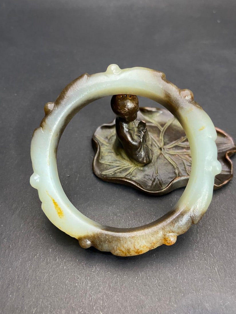 A Exquisite Hotan Jade Golden Cicada Bracelets (1 of 6)