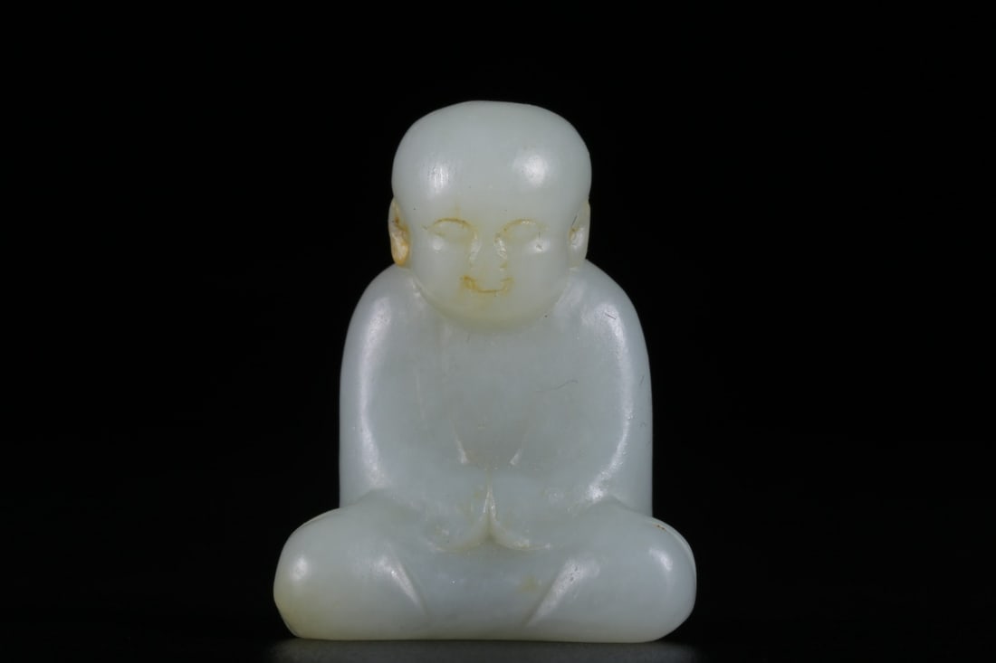 A Exquisite Hotan Jade Statue of Arhat Handheld Carving: A Exquisite Hotan Jade Statue of Arhat Handheld Carving,Qing Dynasty, China,Size:1.2inx0.9inx0.7in ,Weight:12g