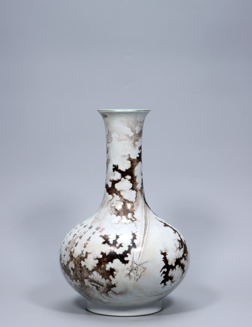 A Exquisite Ink Color Dragon Pattern Vase - 2