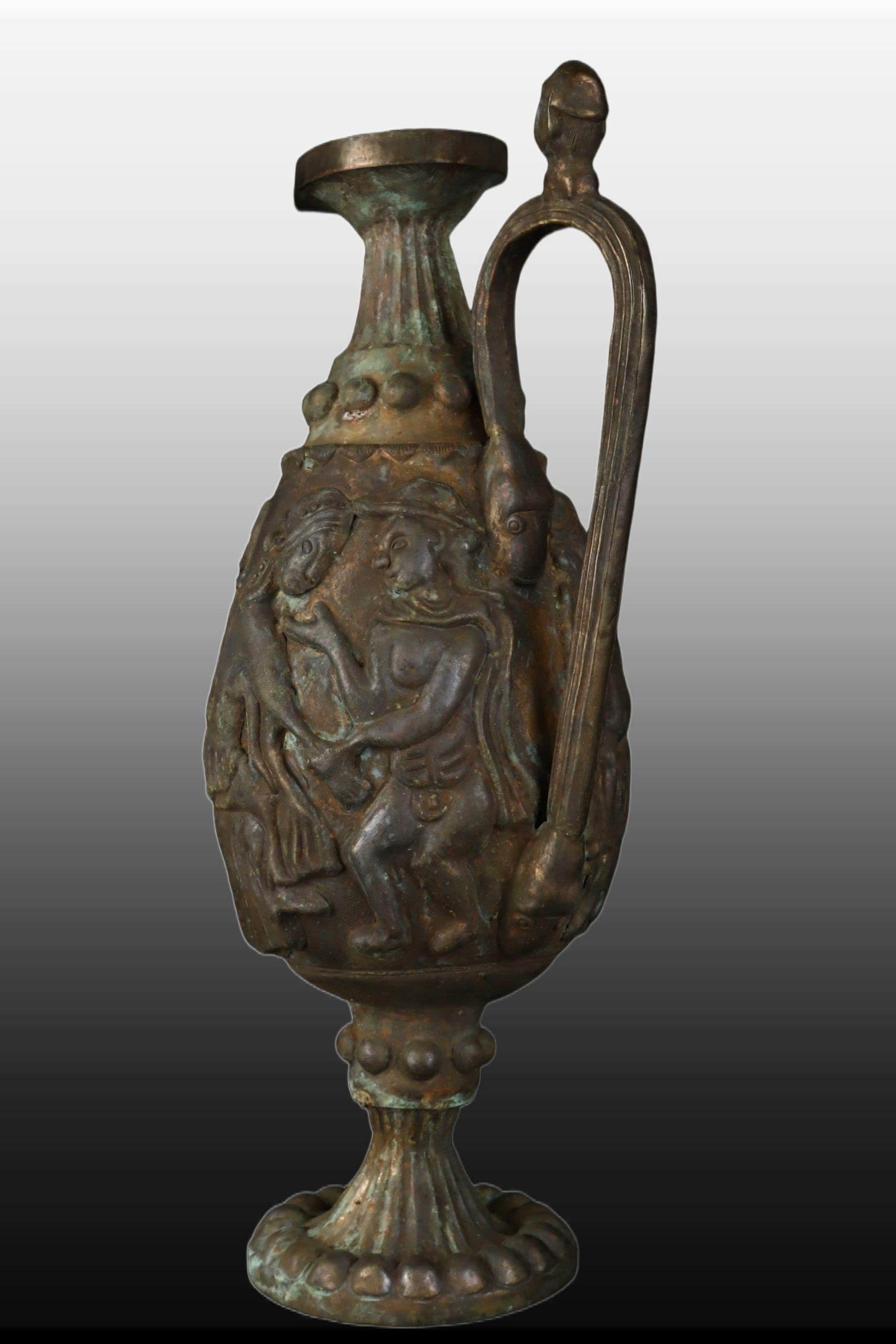 A Exquisite Black Silver Figures Pattern Ewer - 2
