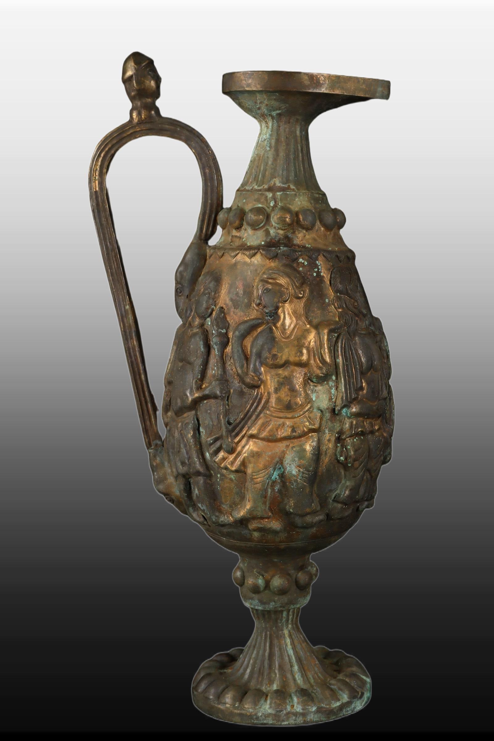 A Exquisite Black Silver Figures Pattern Ewer - 3