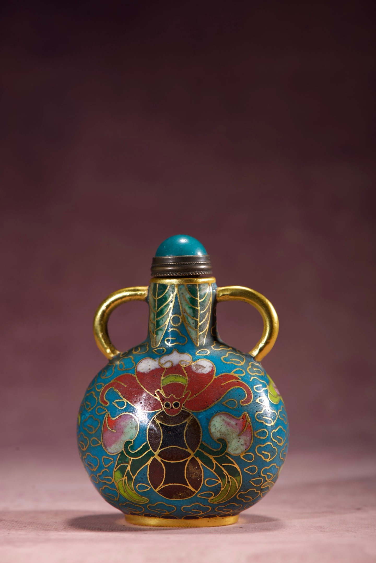 A Exquisite Cloisonne Bat Pattern Snuff Bottle - 5