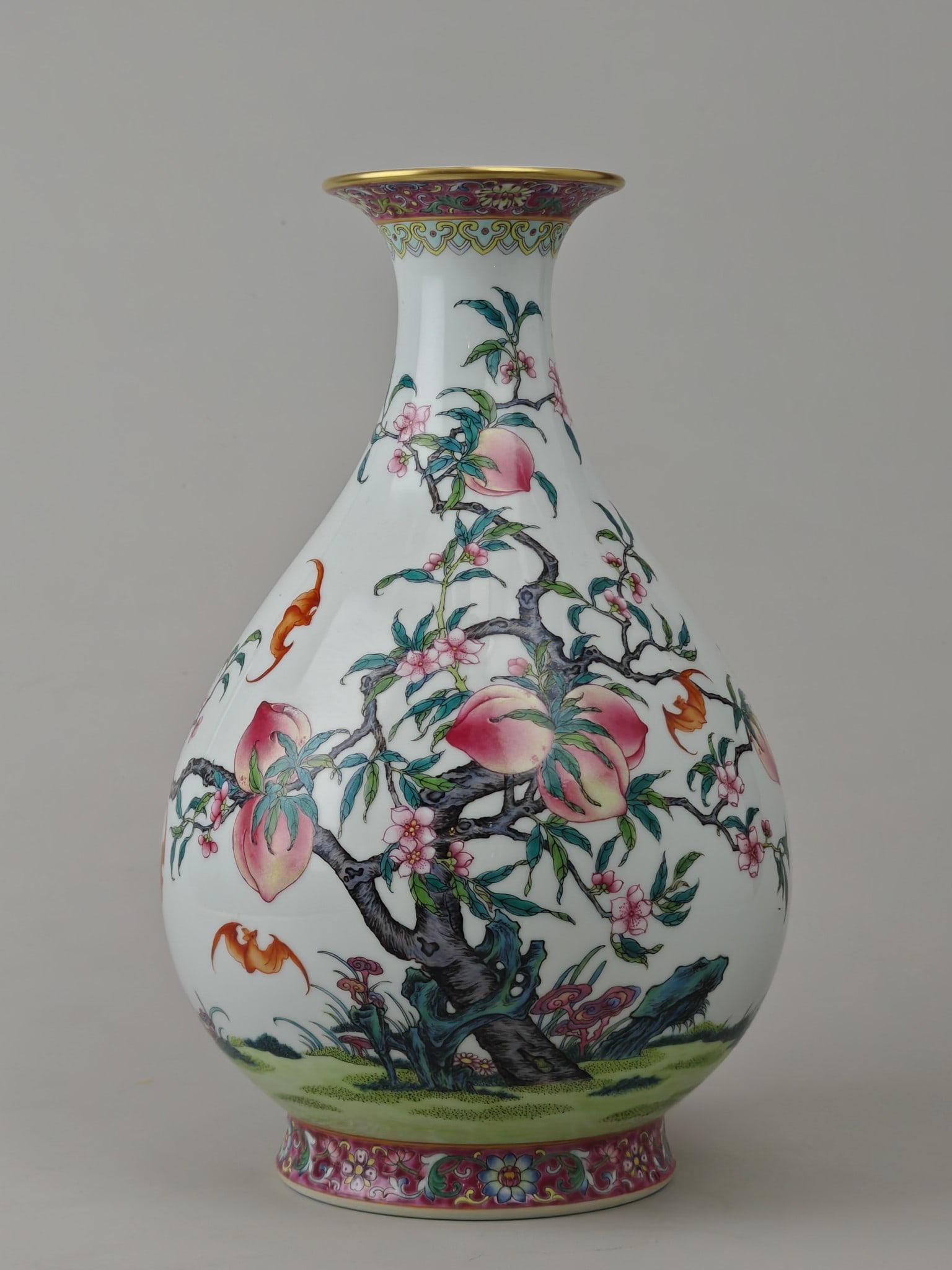 A Exquisite Famille-Rose Bats and Peach Pattern Vase (1 of 9)