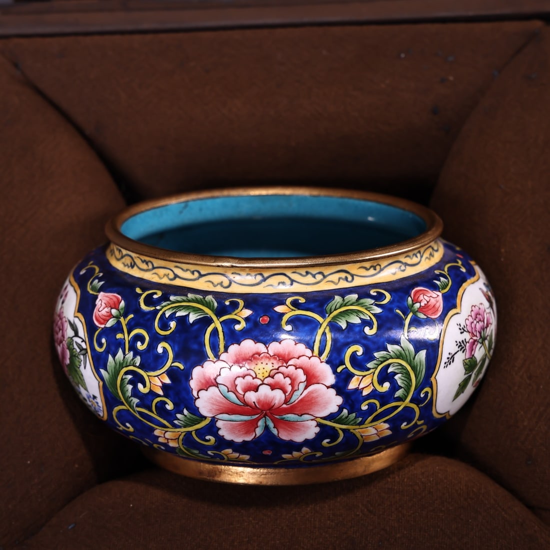 A Exquisite Bronze Enamel Flower Pattern Brush Washer - 7