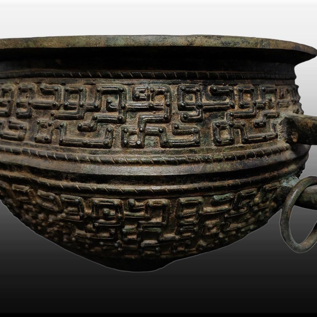 A Exquisite Bronze Dragon Pattern Beast-Ears Basin - 6