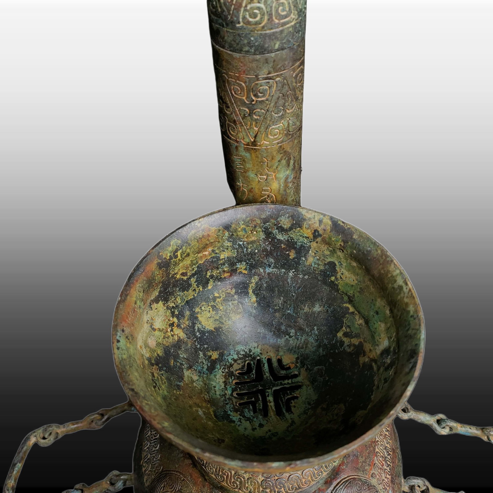 A Exquisite Bronze Tiger Head Stove - 9