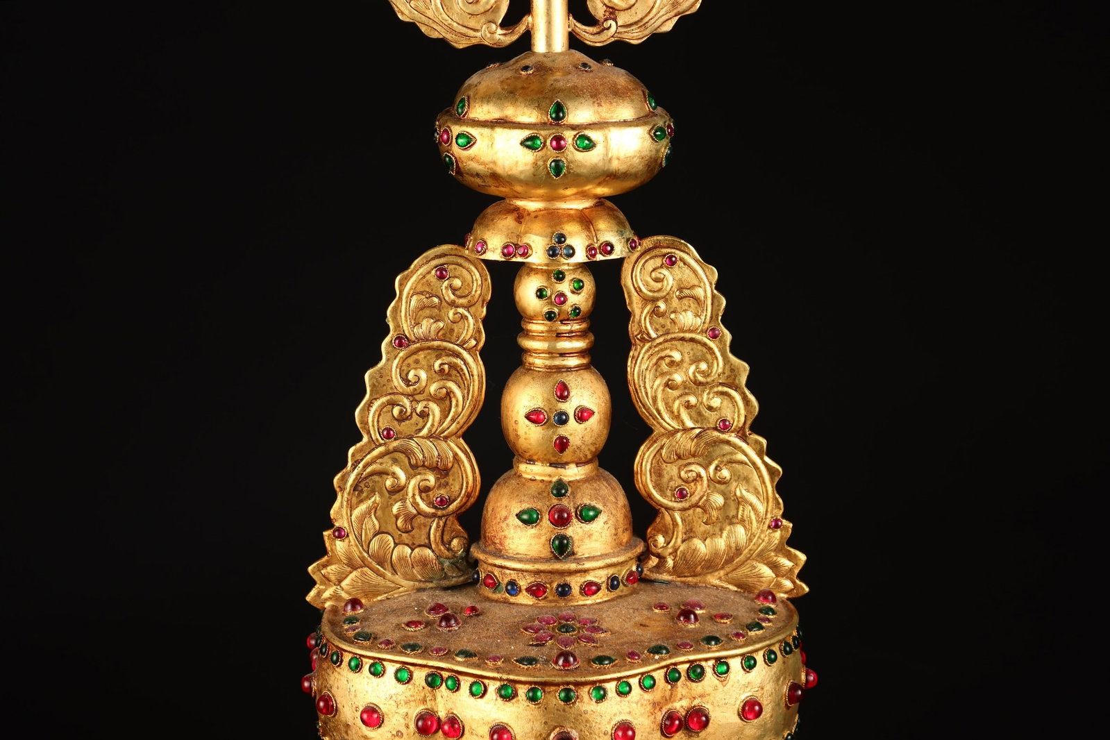 A Exquisite Gilt Bronze Dharma Wheel - 6