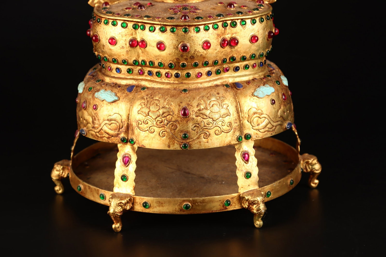 A Exquisite Gilt Bronze Dharma Wheel - 7