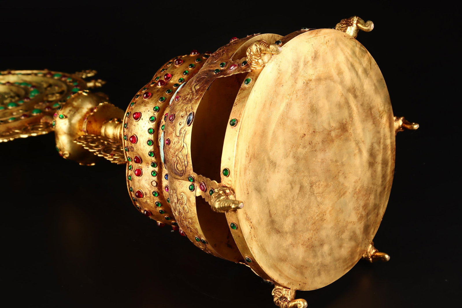 A Exquisite Gilt Bronze Dharma Wheel - 8